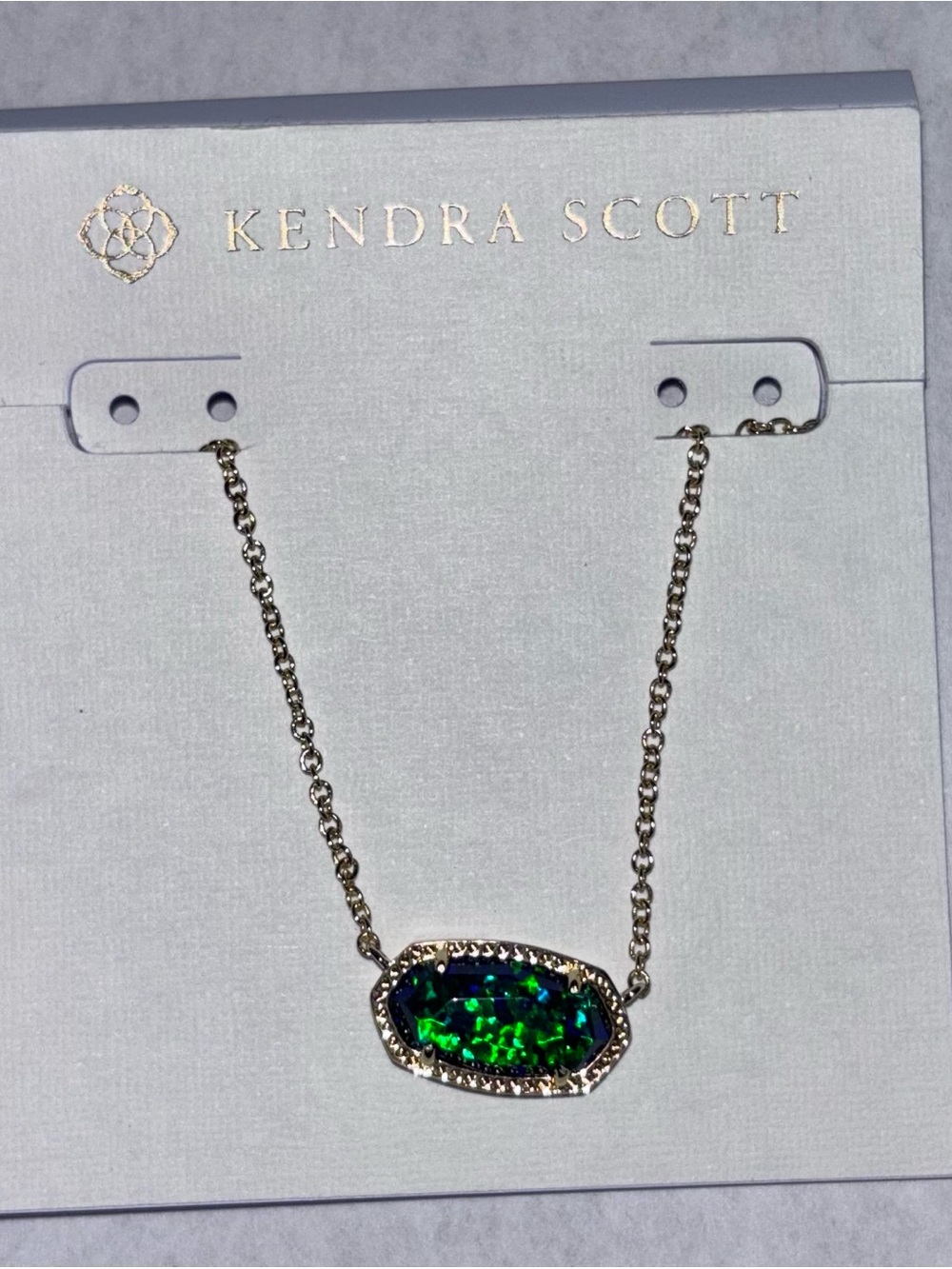 NWT Kendra Scott Gold Necklace with Blue-Green Druzy Pendant - Picture 3 of 6